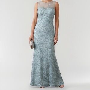 Ignite Evenings Sage Green Embroidered Lace Gown Prom Wedding Formal Dress 8